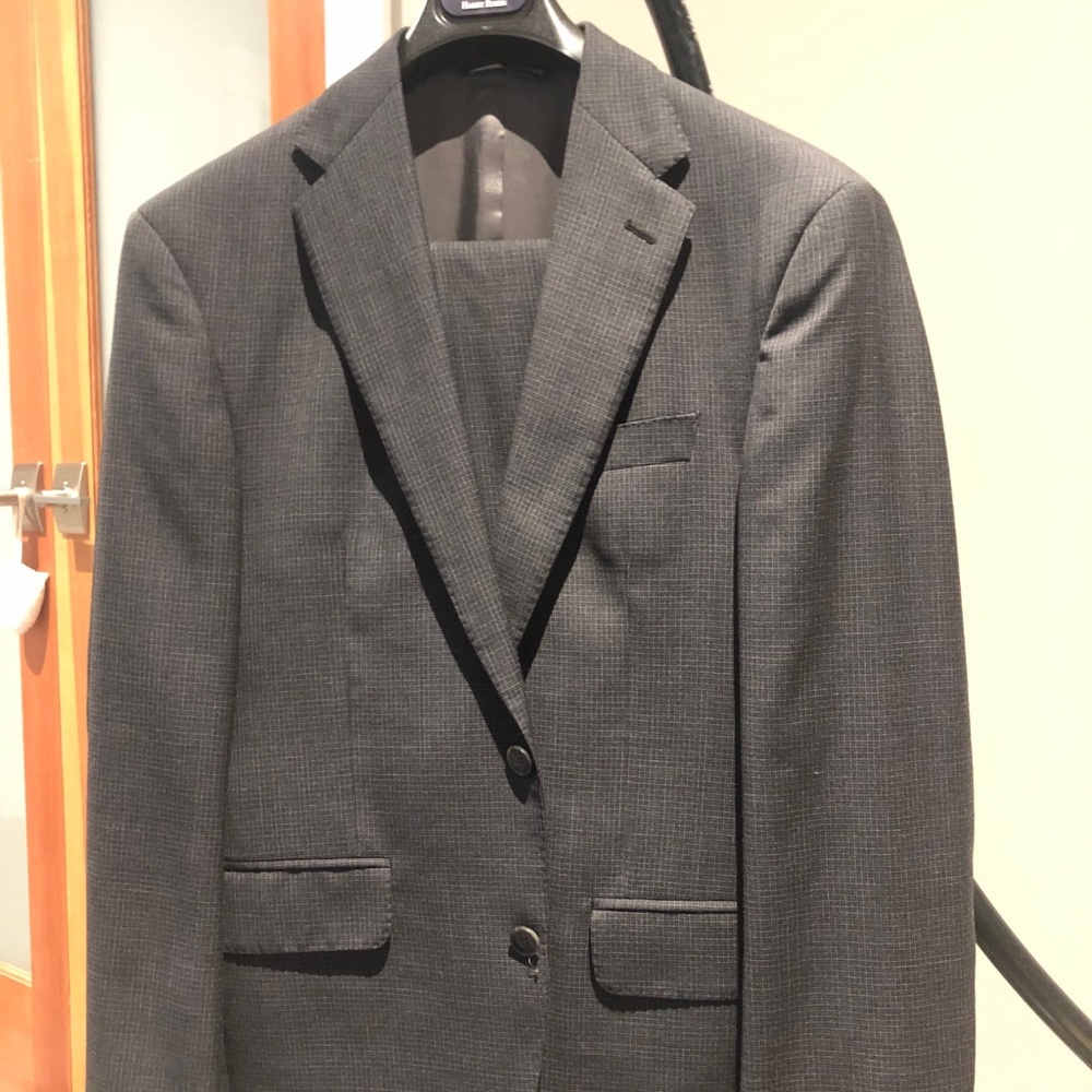 Coppley Men's Two Piece Suit - Charcoal Microcheck